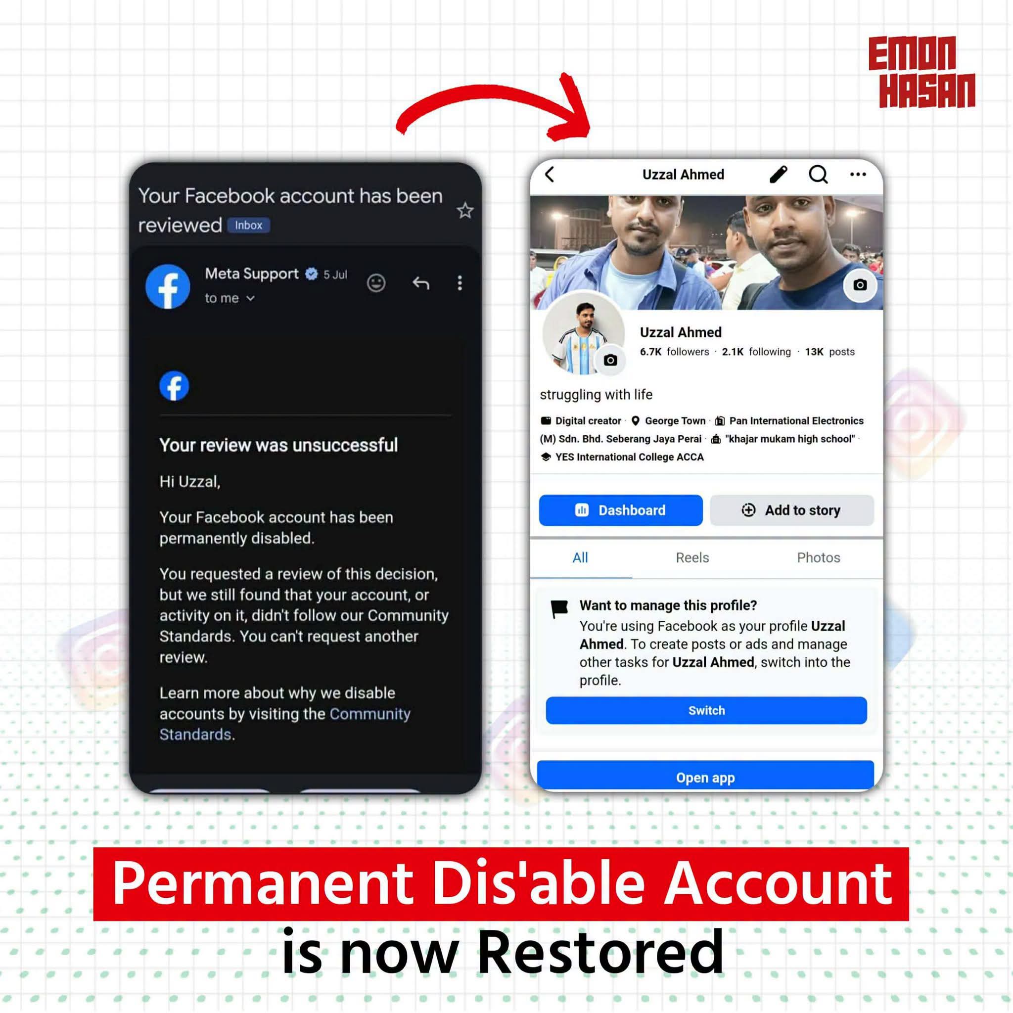 Permanently Disabled Account Restored